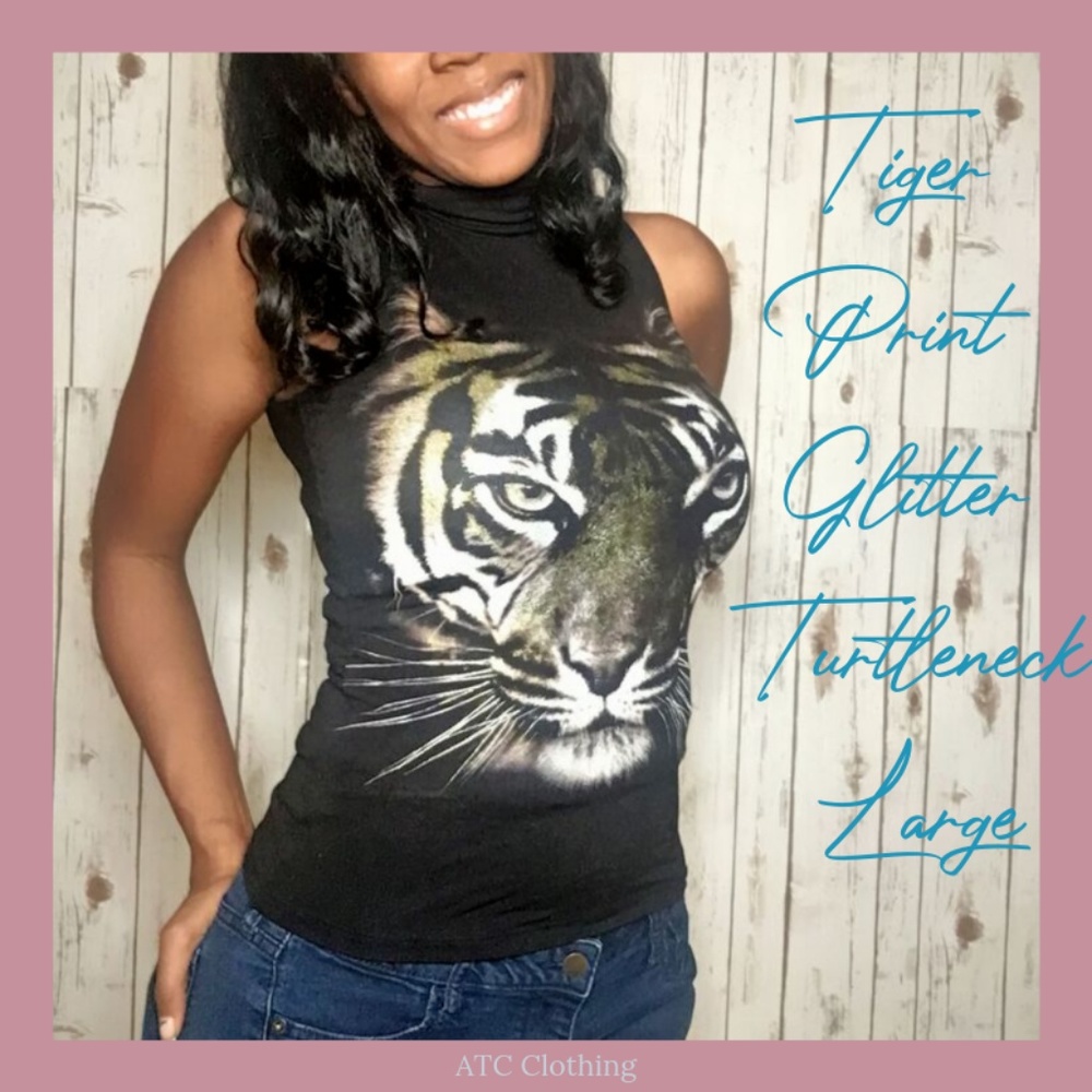 A3 The Classic Tiger Glitter Print Turtleneck Larg